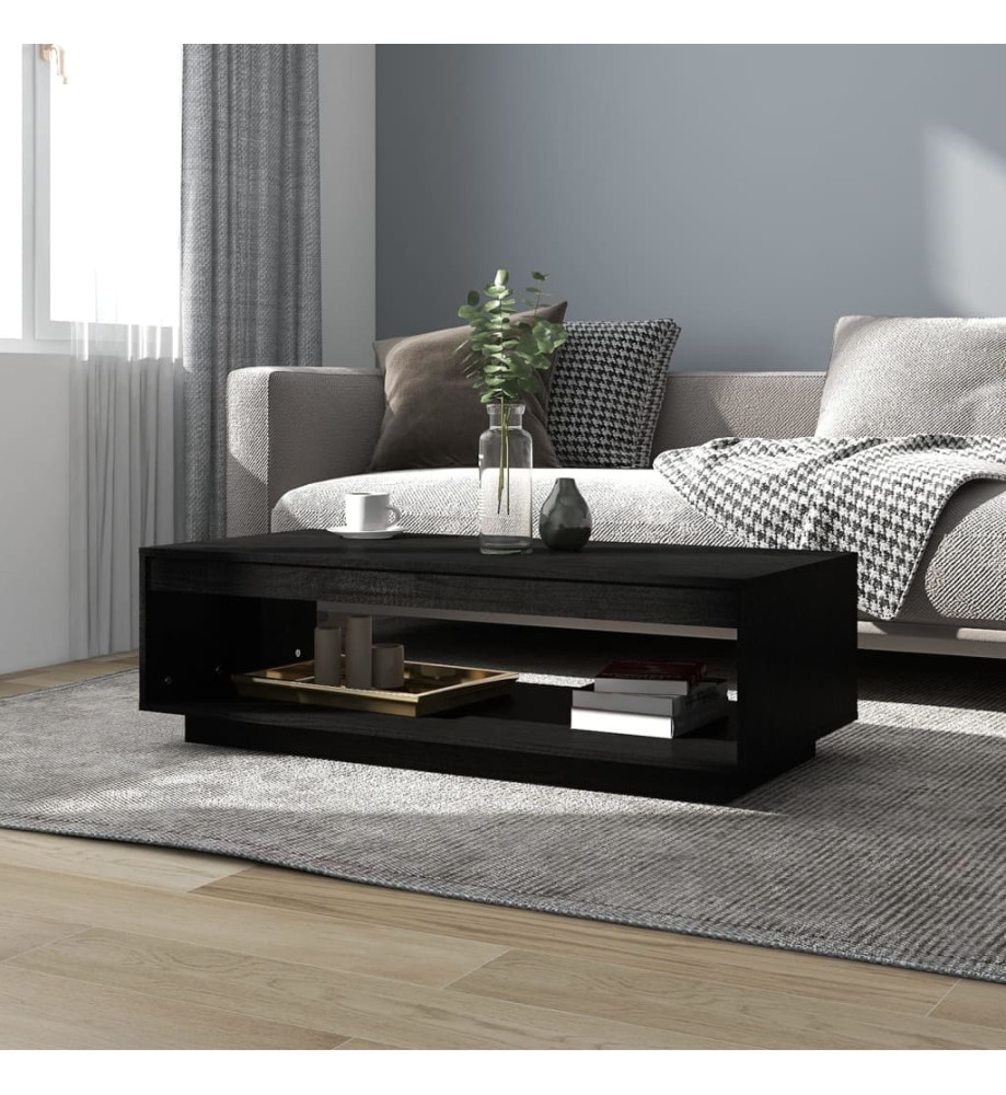 Table basse Noir 110x50x33,5 cm Bois de pin massif