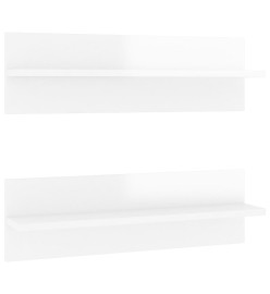 Étagères murales 2 pcs Blanc brillant 60x11,5x18 cm Aggloméré