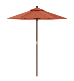 Parasol de jardin avec mât en bois terre cuite 196x231 cm