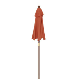 Parasol de jardin avec mât en bois terre cuite 196x231 cm