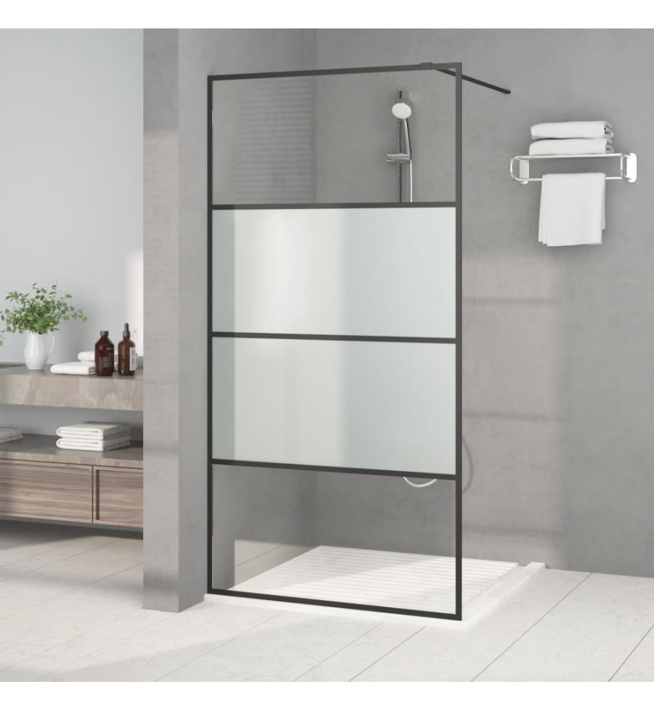 Paroi de douche Noir 100x195 cm Verre ESG demi-dépoli