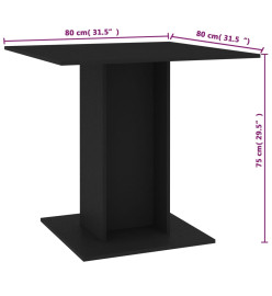 Table de salle à manger Noir 80 x 80 x 75 cm Aggloméré