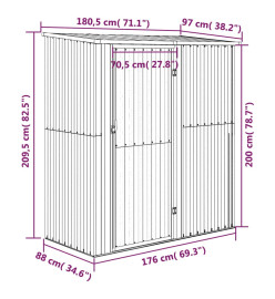 Abri de jardin Vert 180,5x97x209,5 cm Acier galvanisé