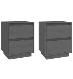 Tables de chevet 2 pcs Gris 40x35x50 cm Bois de pin solide