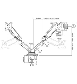 Support de moniteur 13"-27" avec double bras à ressort à gaz