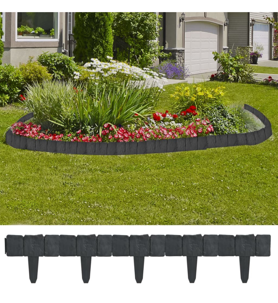 Clôture de jardin/pelouse Plastique Aspect de pierre 41 pcs 10m