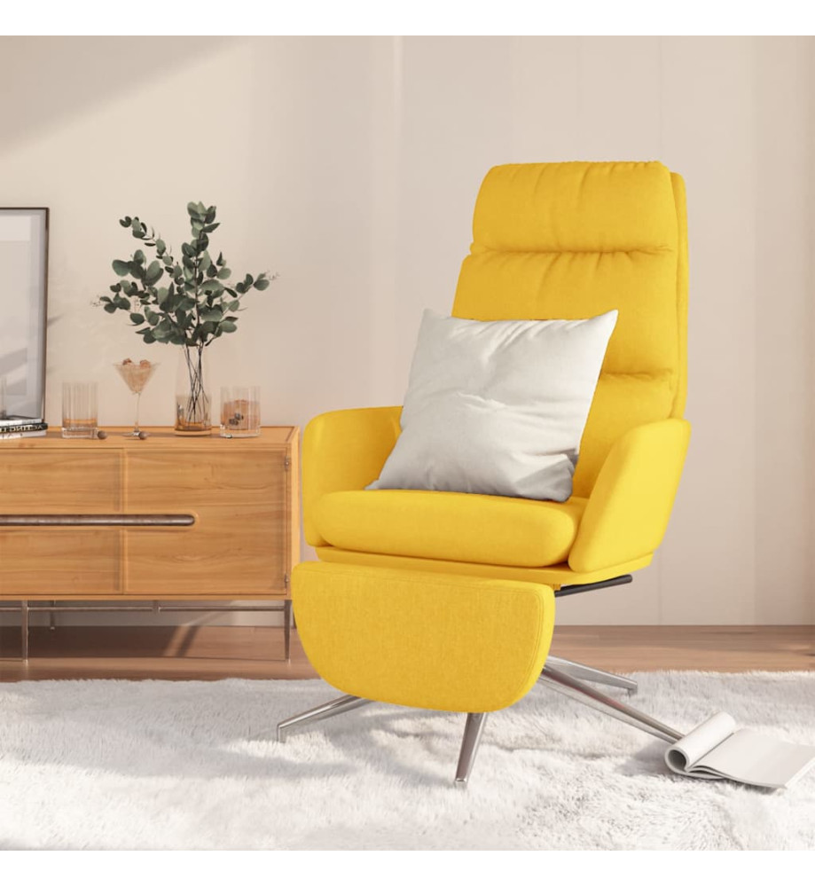 Chaise de relaxation avec repose-pied Jaune moutarde Tissu