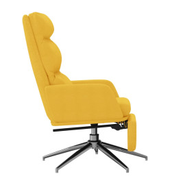 Chaise de relaxation avec repose-pied Jaune moutarde Tissu