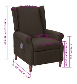 Fauteuil de massage inclinable Marron foncé Tissu