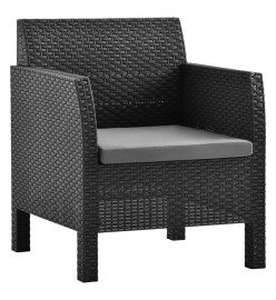 Chaises de jardin avec coussins 2 pcs PP Rotin Anthracite