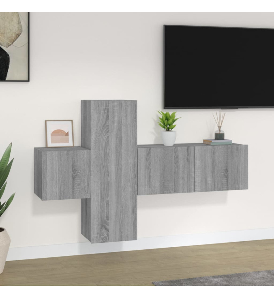 Ensemble de meubles TV 3 pcs Sonoma gris Bois d'ingénierie