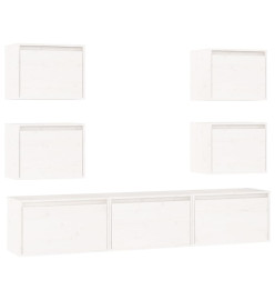 Meubles TV 7 pcs Blanc Bois massif de pin