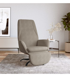 Chaise de relaxation avec repose-pied Gris clair Velours