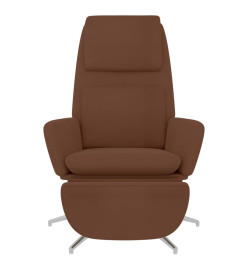 Chaise de relaxation avec repose-pied Marron Tissu microfibre