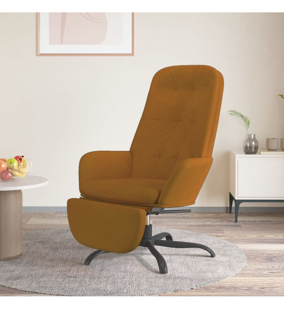 Chaise de relaxation avec repose-pied Marron Velours