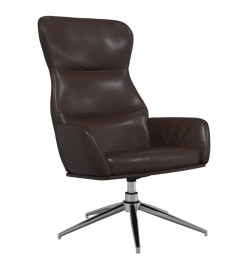 Chaise de relaxation avec tabouret Marron brillant Similicuir