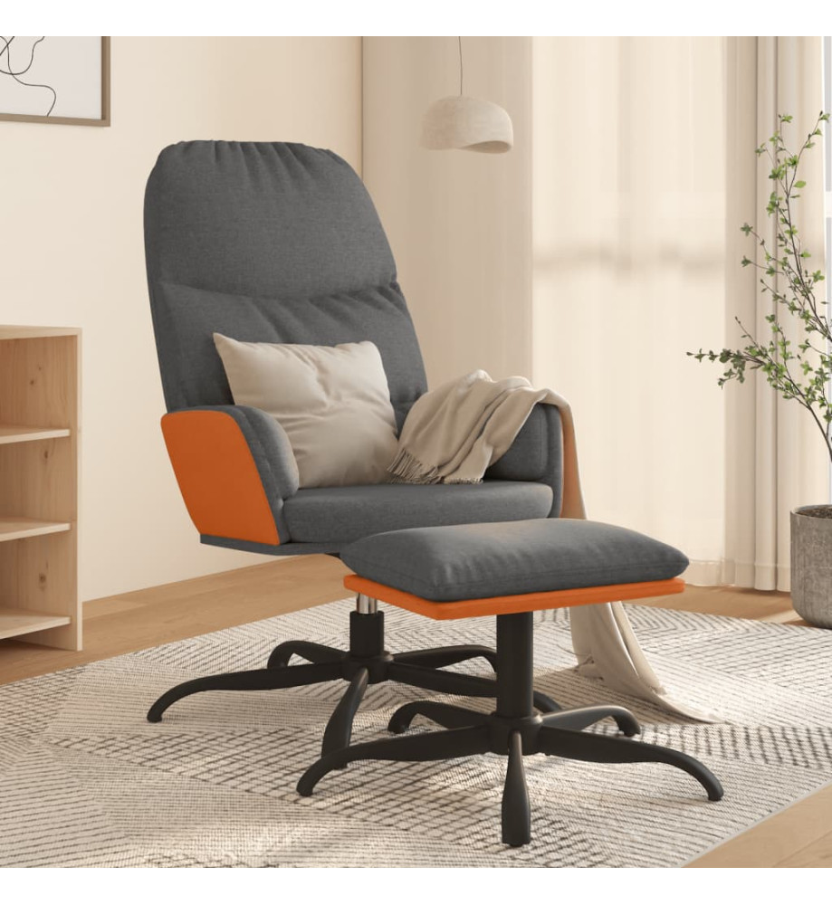 Chaise de relaxation avec tabouret Gris clair Tissu