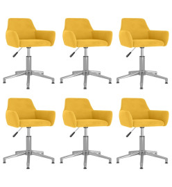 Chaises pivotantes à manger lot de 6 Jaune Velours