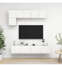 Ensemble de meuble TV 5 pcs Blanc Aggloméré