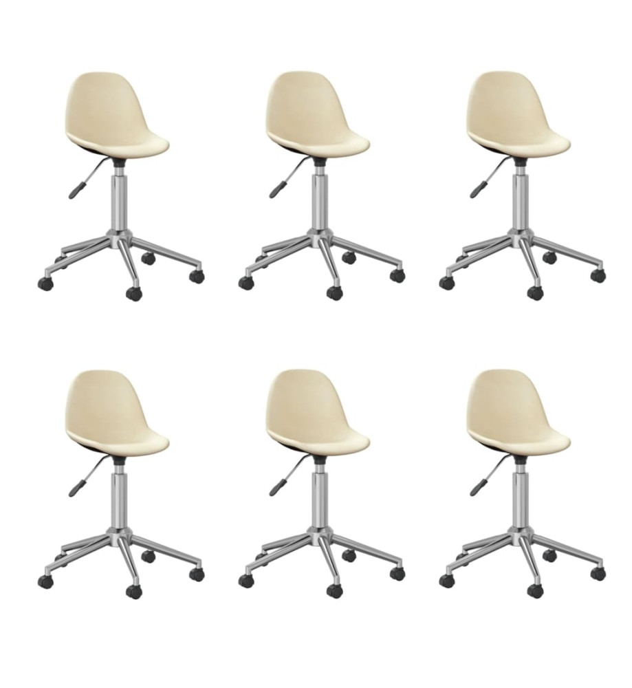 Chaises pivotantes à manger lot de 6 Crème Tissu