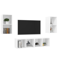 Meubles TV muraux 4 pcs Blanc brillant Aggloméré