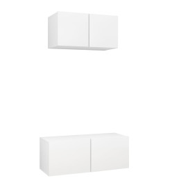 Ensemble de meuble TV 2 pcs Blanc Aggloméré