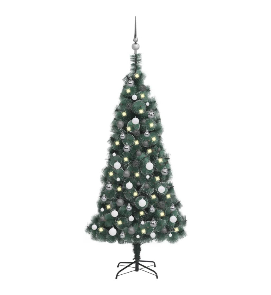 Arbre de Noël artificiel avec LED et boules Vert 150 cm PVC PE