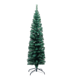 Sapin de Noël artificiel mince et LED et boules Vert 120 cm