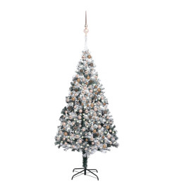 Arbre de Noël artificiel avec LED et boules Vert 240 cm PVC