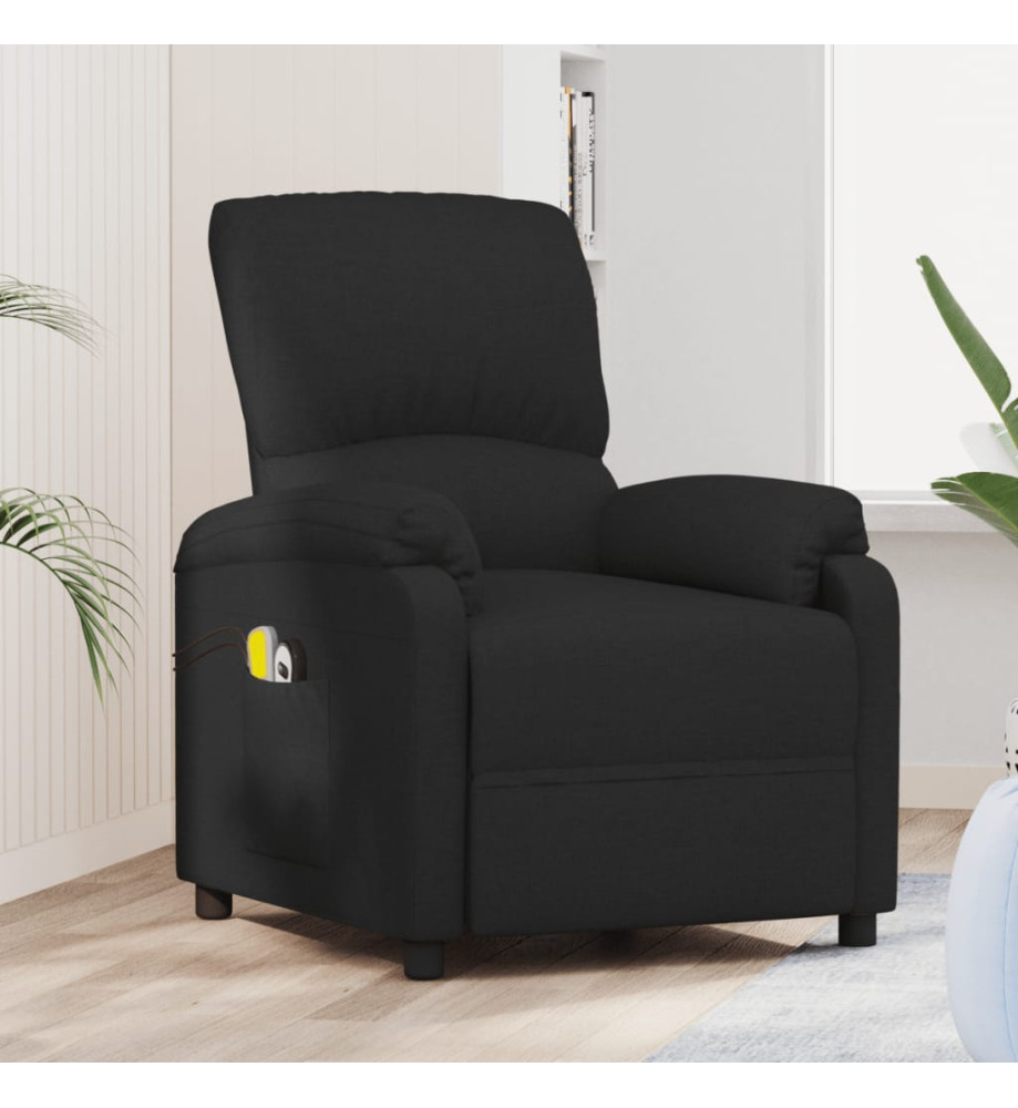 Fauteuil électrique de massage Noir Tissu