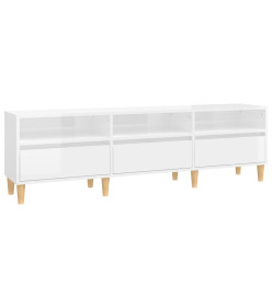 Meuble TV blanc brillant 150x30x44,5 cm bois d'ingénierie