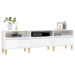 Meuble TV blanc brillant 150x30x44,5 cm bois d'ingénierie