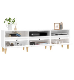 Meuble TV blanc brillant 150x30x44,5 cm bois d'ingénierie