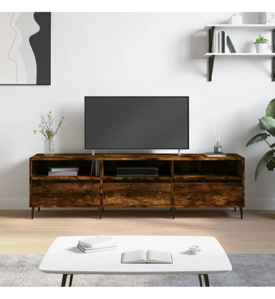 Meuble TV chêne fumé 150x30x44,5 cm bois d'ingénierie