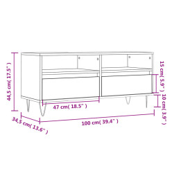 Meuble TV chêne fumé 100x34,5x44,5 cm bois d'ingénierie