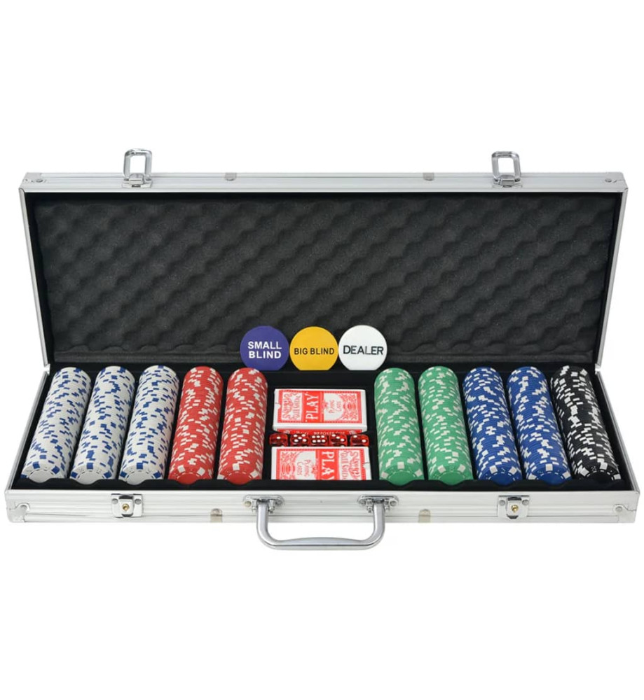 Jeu de poker avec 500 jetons Aluminium