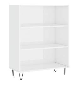 Bibliothèque blanc brillant 69,5x32,5x90 cm bois d'ingénierie