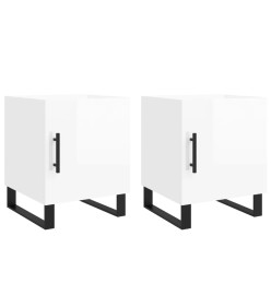 Tables de chevet 2 pcs blanc brillant 40x40x50 cm