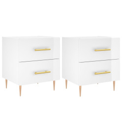 Tables de chevet 2 pcs blanc brillant 40x35x47,5 cm