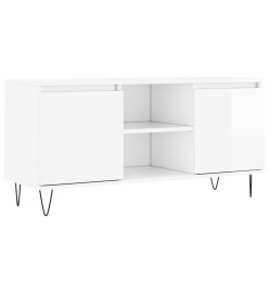 Meuble TV blanc brillant 104x35x50 cm bois d'ingénierie