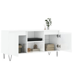 Meuble TV blanc brillant 104x35x50 cm bois d'ingénierie