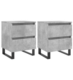 Tables de chevet 2 pcs gris béton 40x35x50 cm bois d’ingénierie