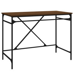 Bureau chêne marron 100x50x75 cm bois d'ingénierie et fer