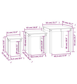 Tables gigognes 3 pcs Bois de pin massif