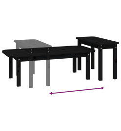 Ensemble de tables basses 2 pcs Noir Bois massif de pin