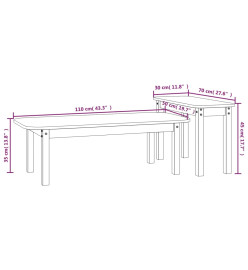 Ensemble de tables basses 2 pcs Noir Bois massif de pin