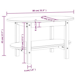 Table basse Noir 80x45x45 cm Bois massif de pin