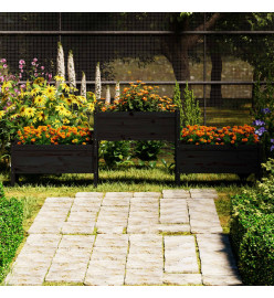 Jardinière Noir 245,5x44x75 cm Bois massif de pin