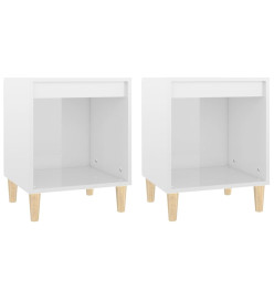 Tables de chevet 2 pcs Blanc brillant 40x35x50 cm