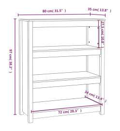 Bibliothèque Gris 80x35x97 cm Bois de pin massif